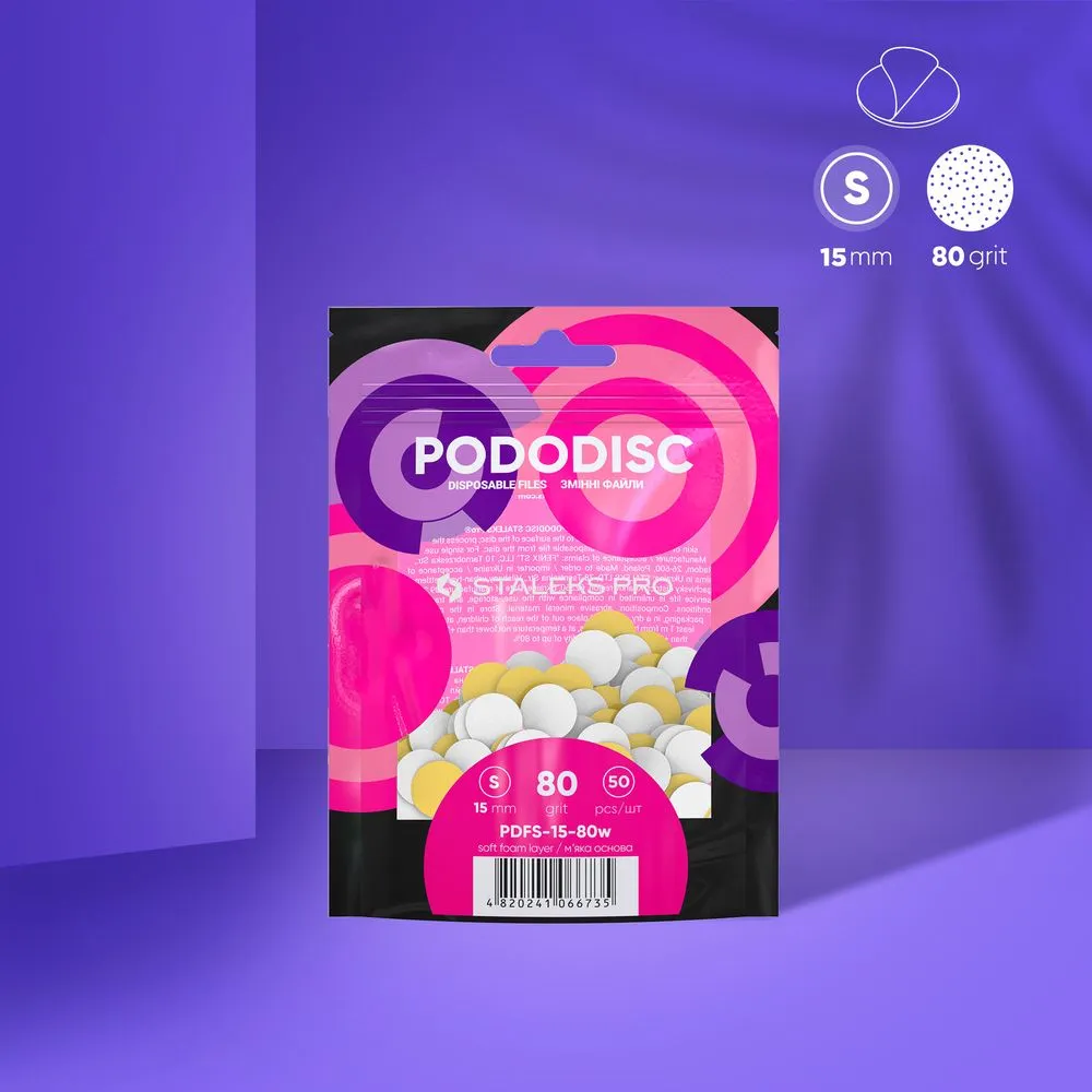 Bijele zamjenske naljepnice s (mekanim pjenastim slojem) za disk za pedikuru Pododisk Staleks Pro S, 80 grit (50 kom), PDF...