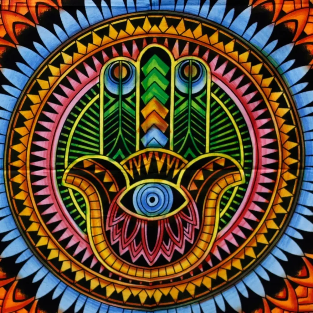 Hamsa zidna umjetnost, ručno četkani pamuk