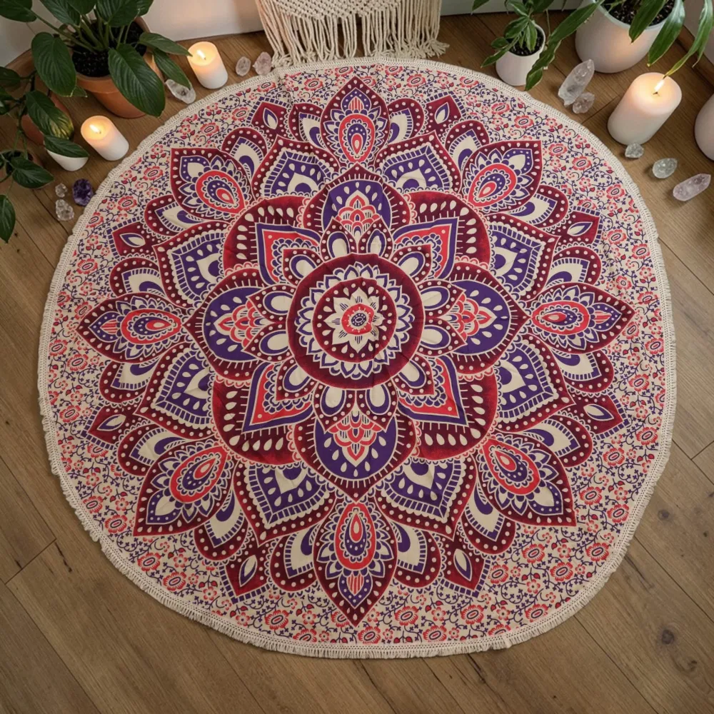 Velika Mandala Roundy Umjetnost (180cm) – Roza i Ljubičasta
