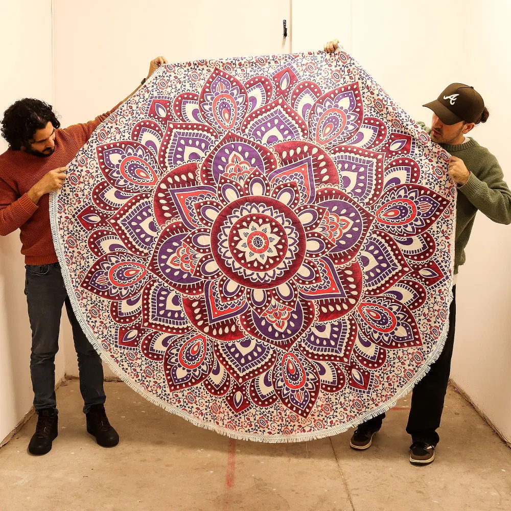 Velika Mandala Roundy Umjetnost (180cm) – Roza i Ljubičasta