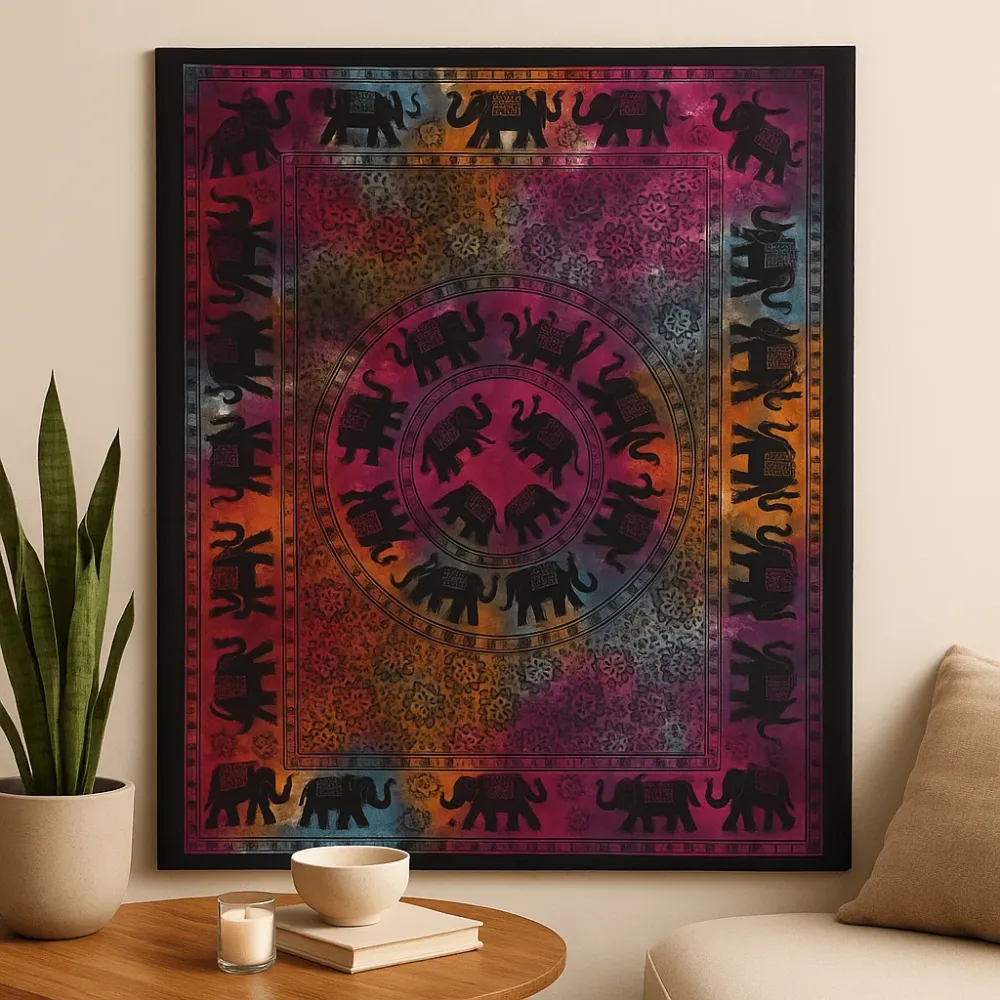 Zidna umjetnost slon mandala, pamuk