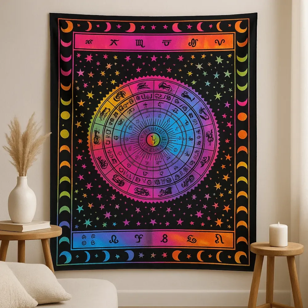 Zodijački zidni ukras ručno tiskani pamuk u Indiji