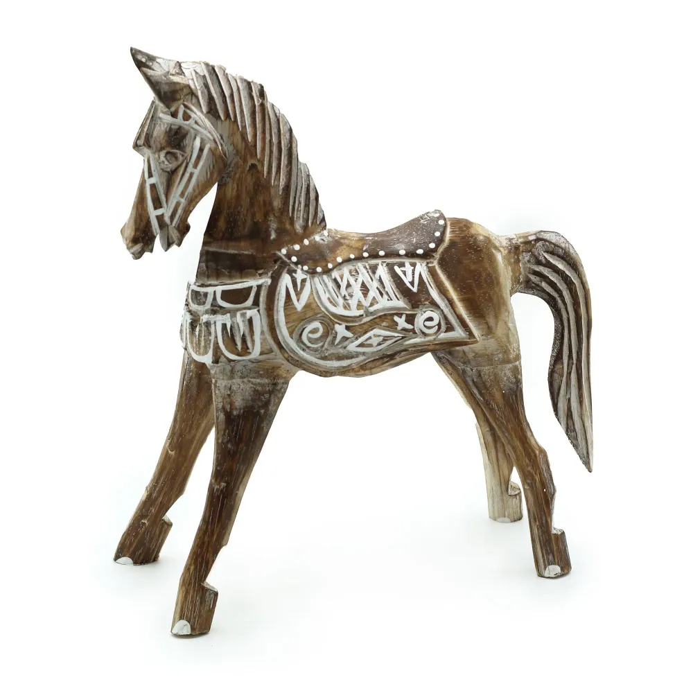 Velika antikna drvena figura konja 32 cm